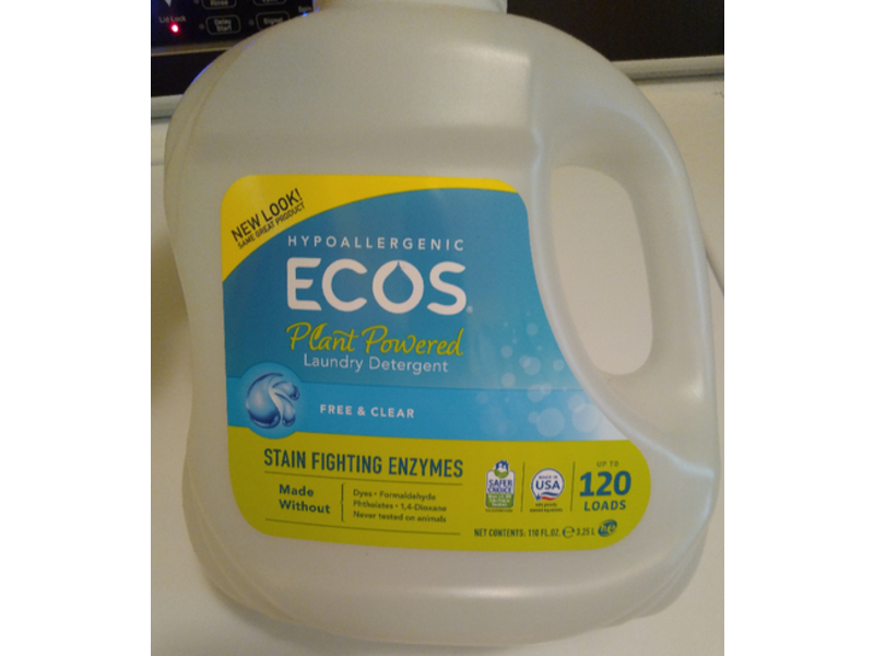 Ecos Plant Powered Laundry Detergent, Free & Clear, 120 Loads, 110 fl oz/3.25 mL