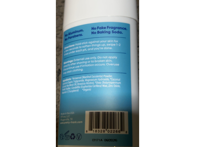 Pretty Frank Natural Deodorant, 2.7 oz/77 g