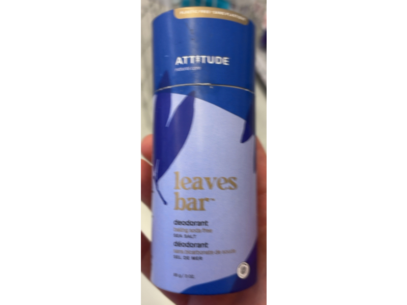 Attitude Leaves Bar Deodorant, Sea Salt, 3 oz/85 g