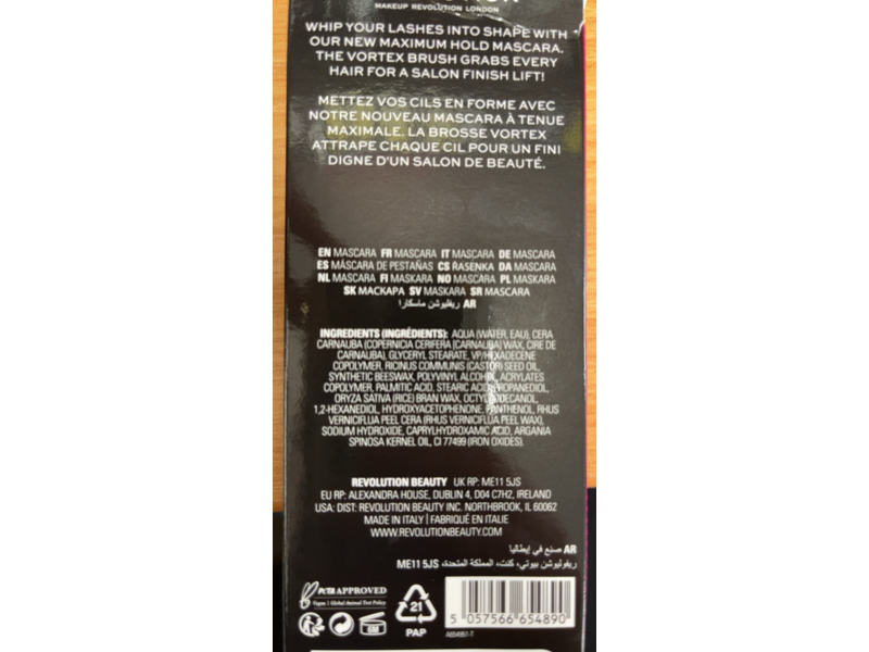 Revolution 5D Whip Ultimate Lift Mascara, Ultra-Black, 0.47 fl oz/12 mL