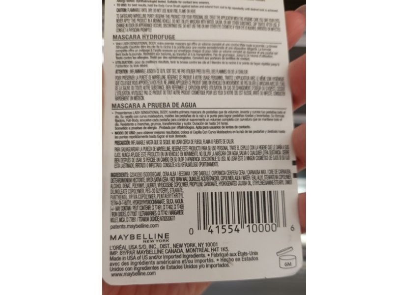 Maybelline New York Lash Sensational Body Waterproof Mascara, 904 Very Black, 0.24 fl oz/7.75 mL