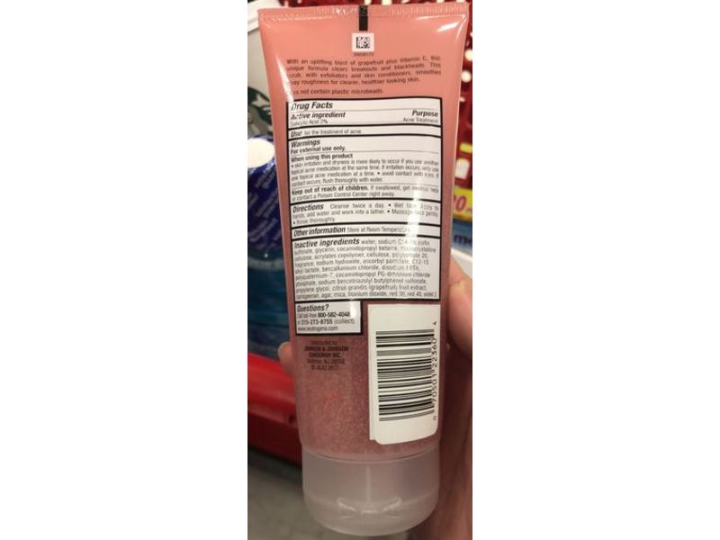 Neutrogena Oil-Free Acne Wash Foaming Scrub, Pink Grapefruit, 6.7 fl oz/198 mL