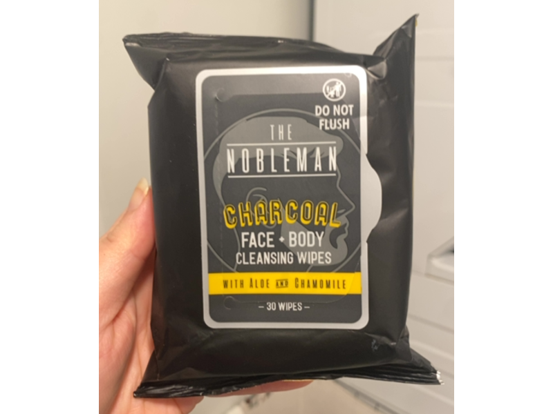 The Nobleman Face & Body Cleansing Wipes, Charcoal, Aloe & Chamomile, 30 Count