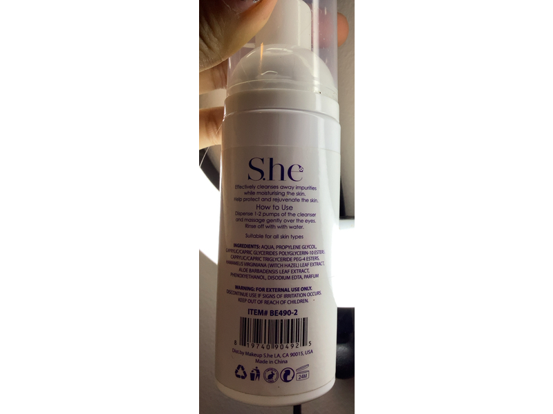 S.he Bubble face Foam Cleansing Water, 1.7 fl oz/50 mL