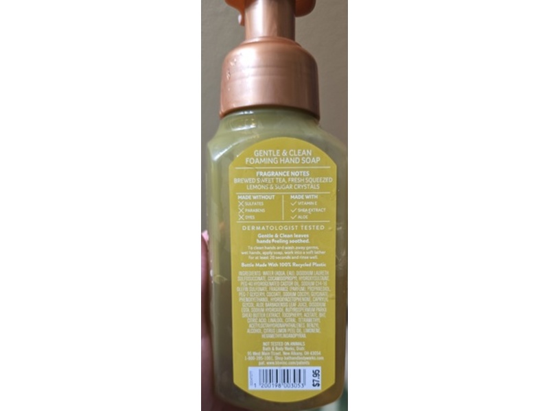 Bath & Body Works Gentle & Clean Foaming Hand Soap, Sweet Tea & Lemonade, 8.75 fl oz/259 mL.