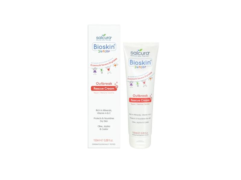 Salcura Bioskin Junior Outbreak Rescue Eczema & Severe Dryness Cream, Olive, Jojoba & Castor, 5.28 fl oz/150 mL