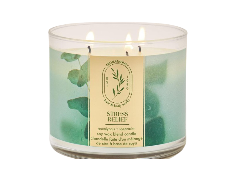 Bath & Body Works Aromatherapy Stress Relief Soy Wax Blend Candle, Eucalyptus + Spearmint, 14.5 oz/411 g