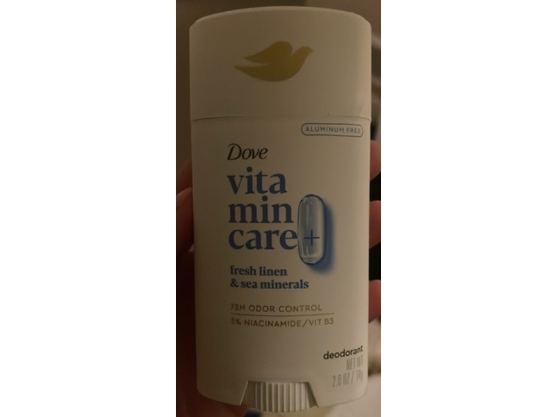Dove Vitamin Care+ Deodorant, Fresh Linen & Sea Minerals, 2.6 oz/74 g
