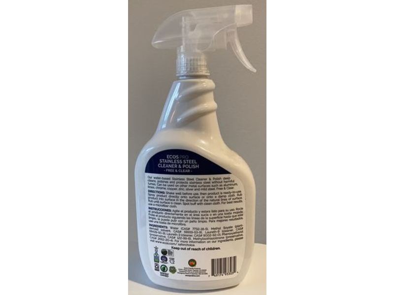 Ecos Pro Stainless Steel Cleaner & Polish, Free & Clear, 32 fl oz/946 mL