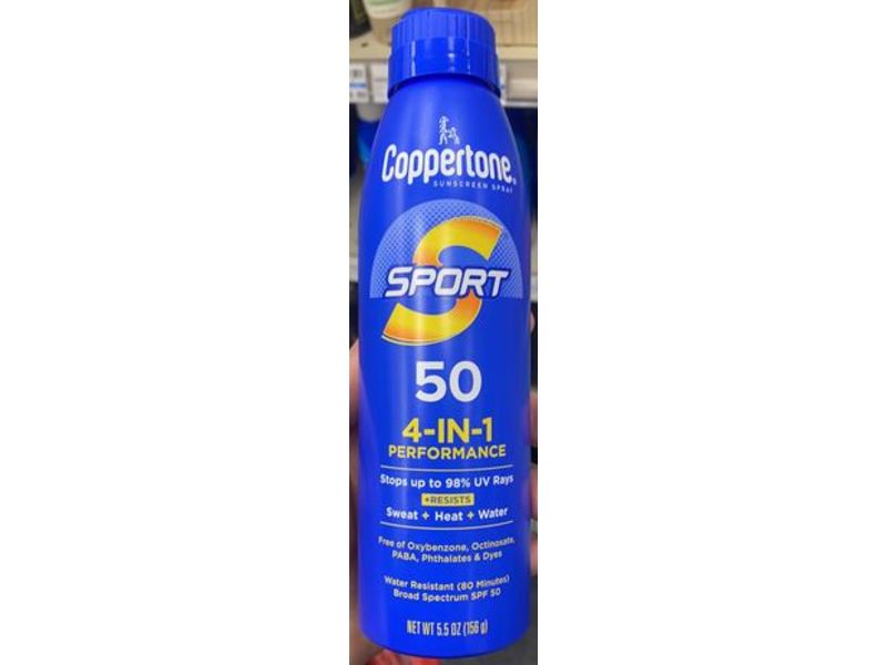Coppertone Sport 4 - In - 1 Sunscreen Spray, SPF 50, 5.5 oz/156 g