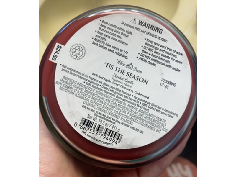 Bath & Body Works White Barn Tis The Season Scented Candle, 14.5 oz/411 g