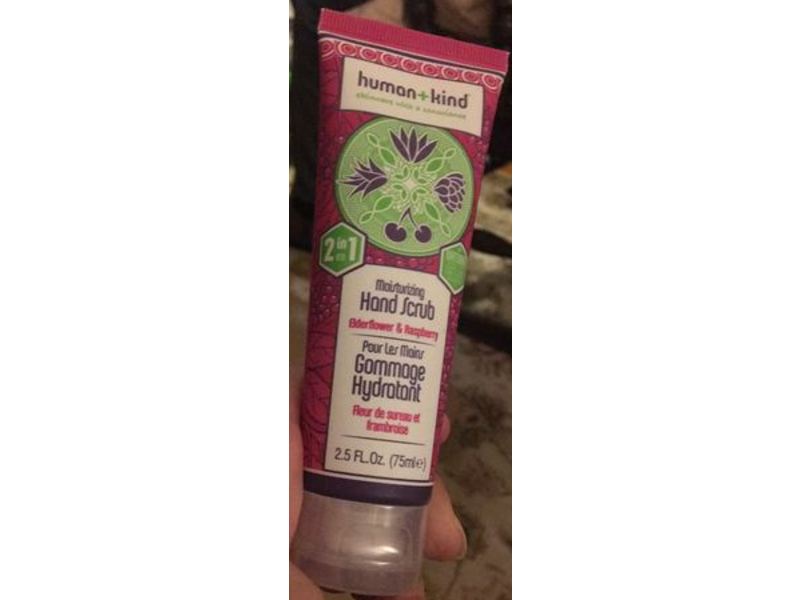 Human+Kind 2 In 1Moisturizing Hand Scrub, Elderflower & Raspberry, 2.5 fl oz/75 mL