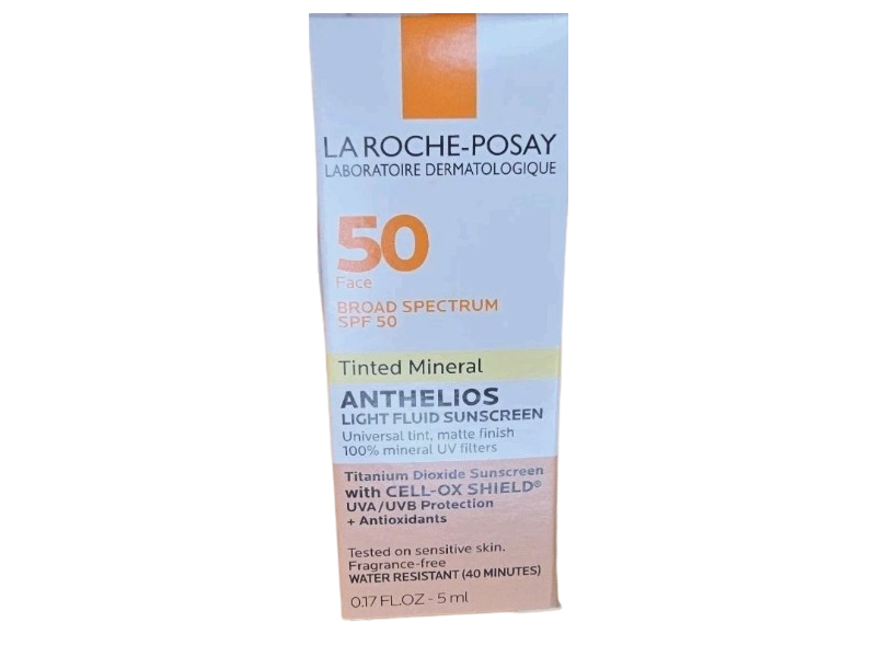 La Roche-Posay Anthelios Light Fluid Sunscreen, Tinted Mineral, SPF 50, 0.17 fl oz/5 mL
