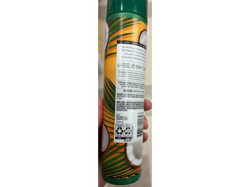Suave Refreshing Dry Shampoo, Sweet Coconut, 4.3 oz/121 g, Pack Of 12