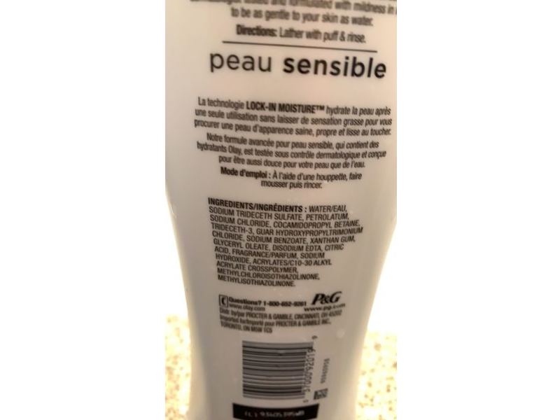 Olay Sensitive Skin Body Wash, Unscented, 400 mL