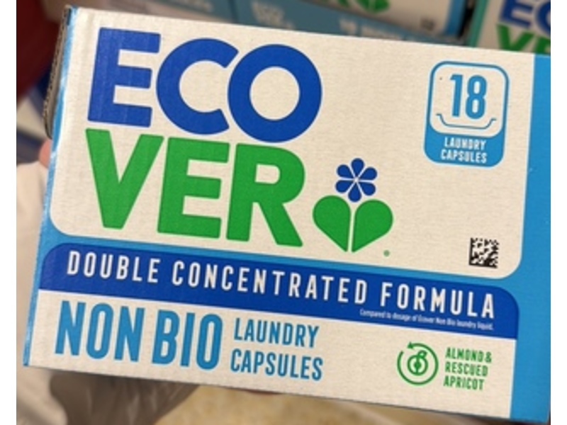 Ecover Non Bio Laundry Capsules, Almond & Rescued Apricot, 18 Count