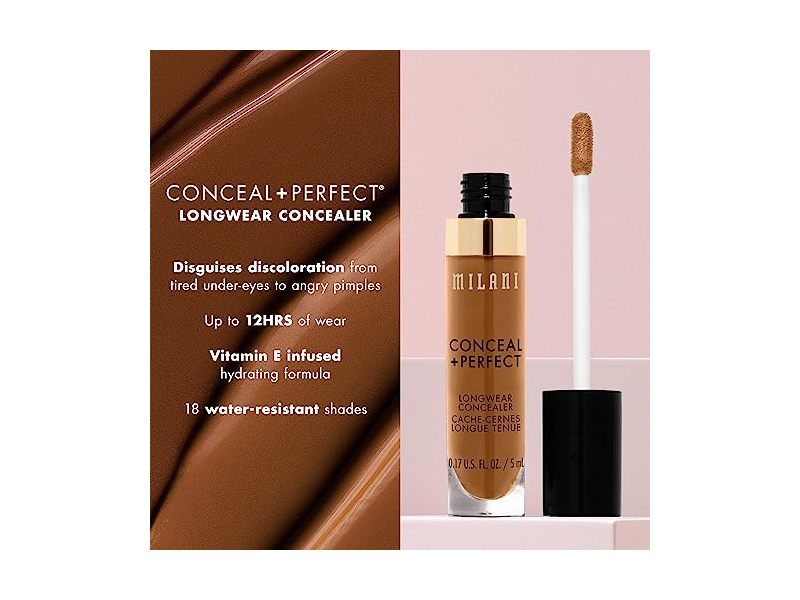 Milani Conceal + Perfect Longwear Concealer, 130 Light Beige, 0.17 fl oz/5 mL