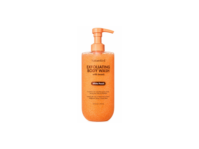 NatureWell Exfoliating Body Wash, White Peach, 33 fl oz/975 mL