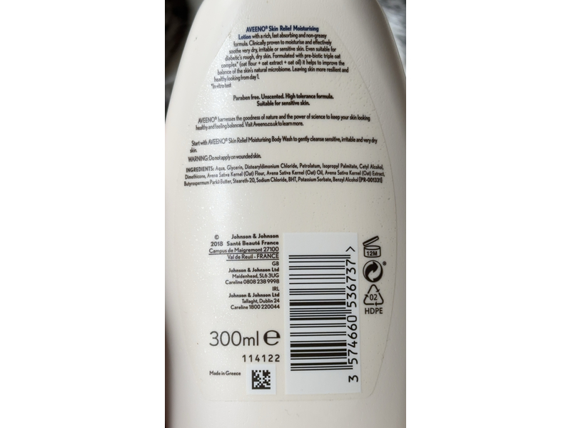 Aveeno Skin Relife Moisturizing Lotion, Unscented, 300 mL