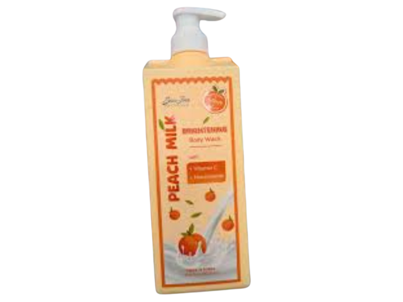 SunJun Naturals Peach Milk Brightening Body Wash, Vitamin C + Niacinamide, 33.8 fl oz/1000 mL