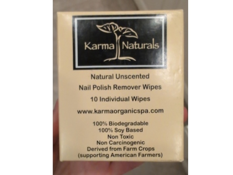 Karma Natural Nail Polish Remover Wipes, 10 Count