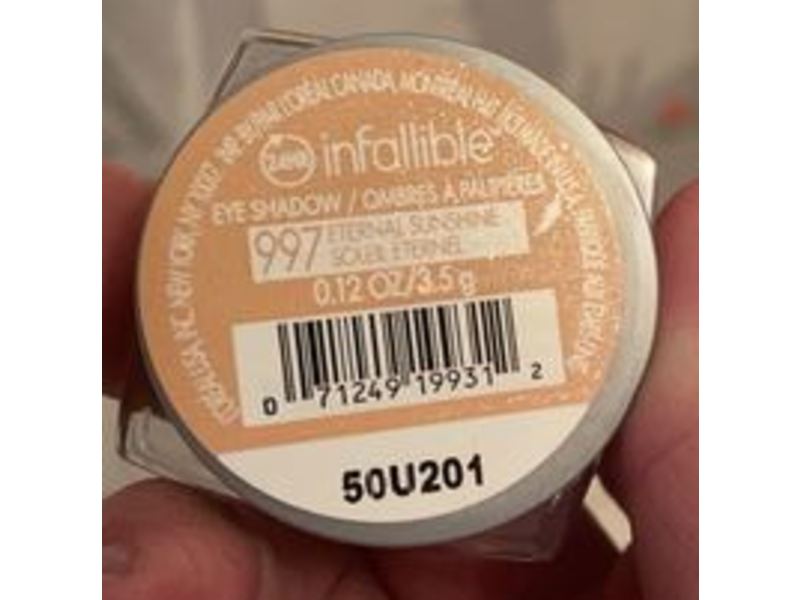 L'Oreal Paris 24 Hr Infallible Eye Shadow, 997 Eternal Sunshine, 0.12 oz/3.5 g