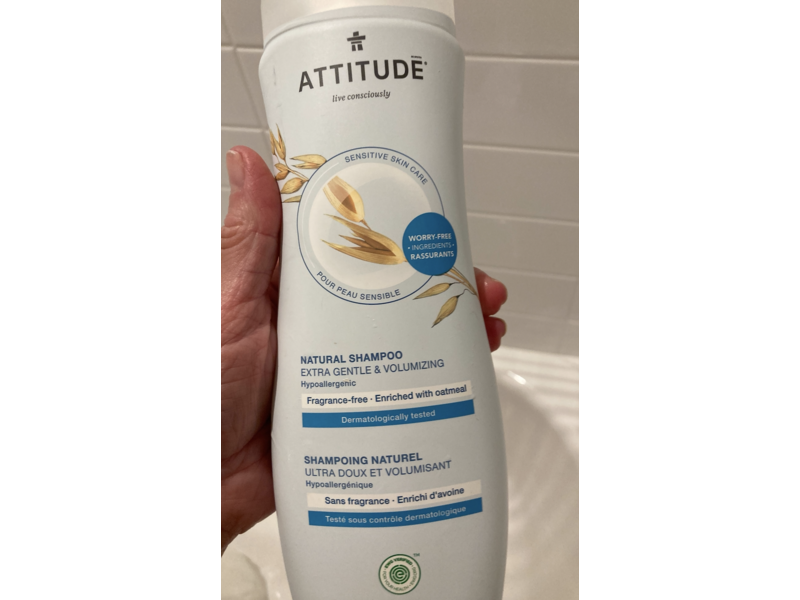 Attitude Natural Shampoo, Extra Gentle & Volumizing, Fragrance-Free, 16 fl oz/473 mL