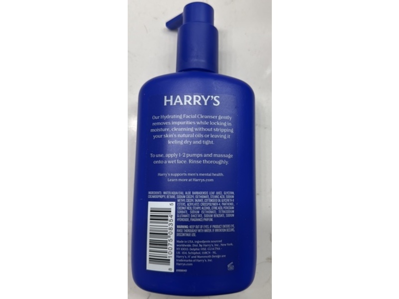 Harry's Hydrating Facial Cleanser, 9 fl oz/266 mL, Pack Of 2