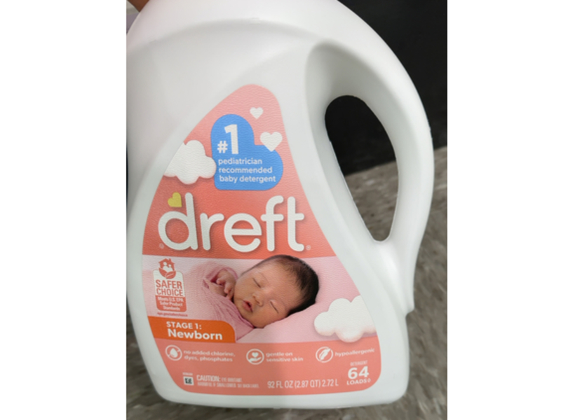Dreft Newborn Liquid Laundry Detergent, 64 Loads, 92 fl oz/2.72 L