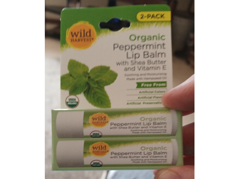Wild Harvest Organic Peppermint Lip Balm, Shea Butter & Vitamin E, 2 Pack
