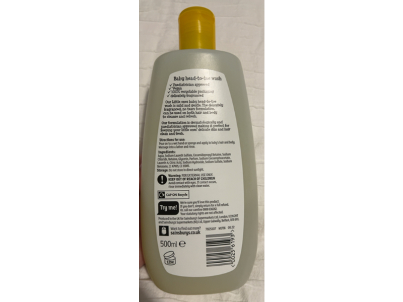 Sainsbury's Little Ones Head-To-Toe Wash, 500mL