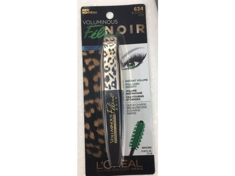 L'Oreal Paris Voluminous Feline Mascara, 634 Blackest Noir, 0.26 fl oz/7.7 mL