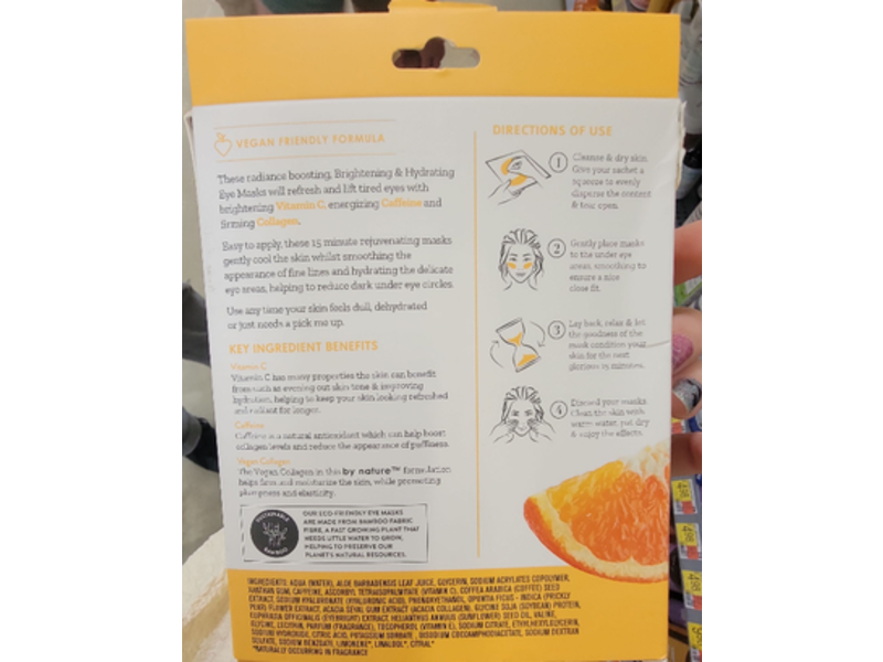 By Nature Vitamin C+ Caffeine Eye Mask Patches, 5 Pairs