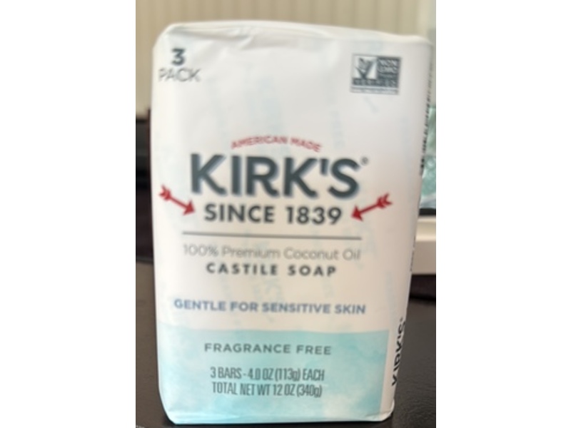 Kirk's Castile Soap, Fragrance Free, 4 oz/113 g, Pack Of 3