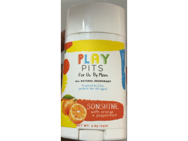 Play Pits All Natural Deodorant, Orange & Peppermint, 2.65 fl oz/75 g