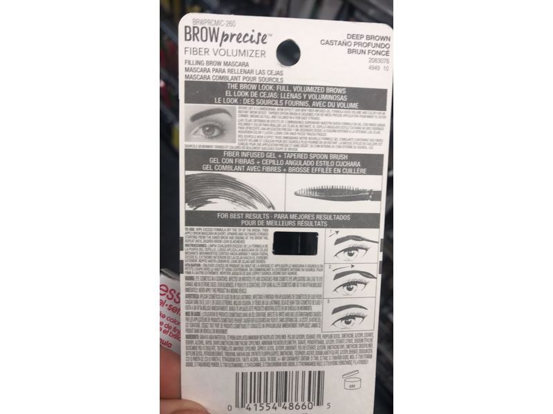 Maybelline Brow Precise Fiber Volumizer Eyebrow Mascara, Deep Brown, 0.27 fl. oz/8 m