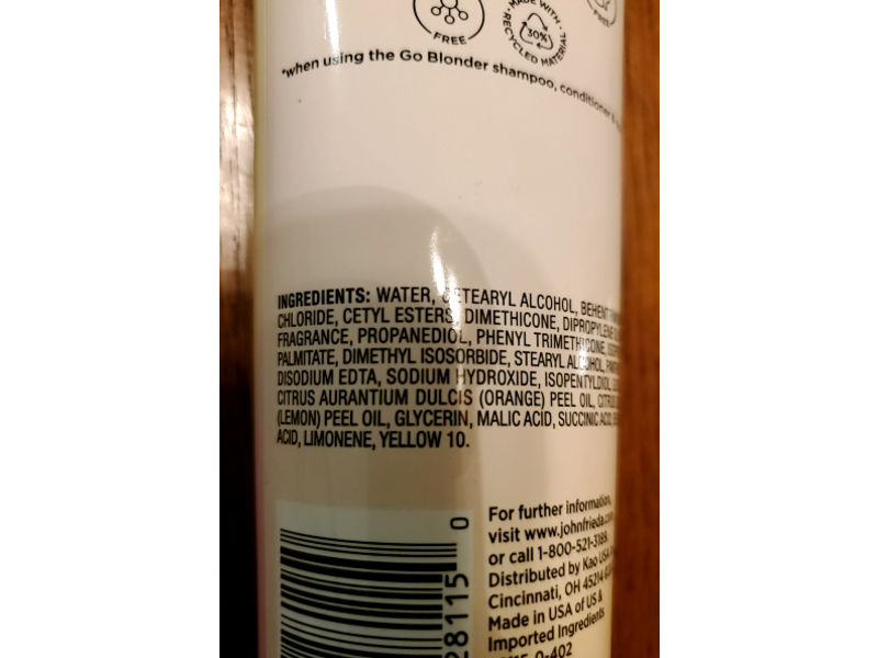 John Frieda Go Blonder Lightening Conditioner, Citrus Botanical Blend, 10 fl oz/295 mL