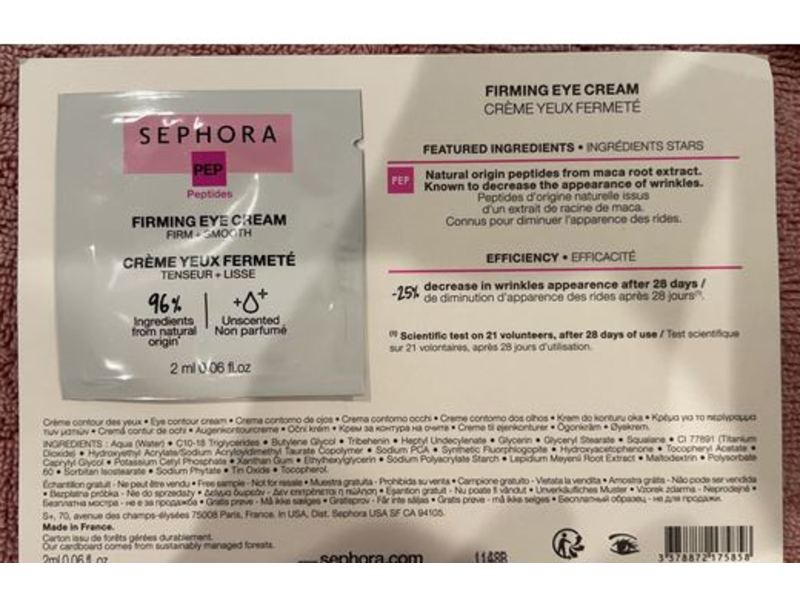 Sephora Pep Firming Eye Cream, Firm + Smooth, 0.06 fl oz/2 mL