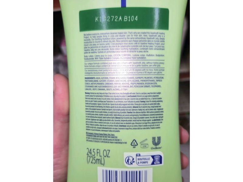 Vaseline Body Lotion, Soothing Hydration, 24.5 fl oz/725 mL