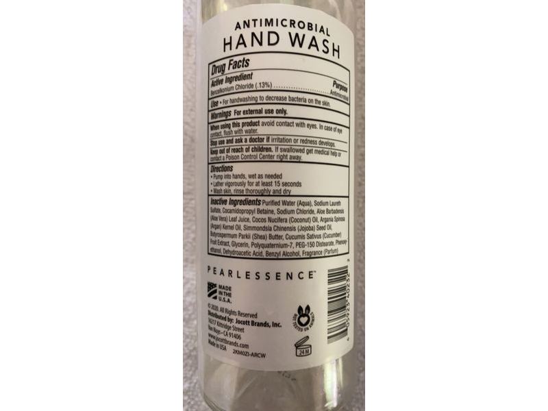 Pearlessence Antimicrobial Hand Wash, Lemon Verbena, 16 fl oz/473 mL