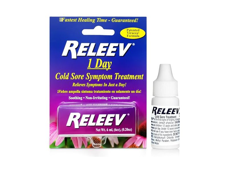 Releev 1-Day Cold Sore Symptom Treatment, 0.20 oz/6 mL