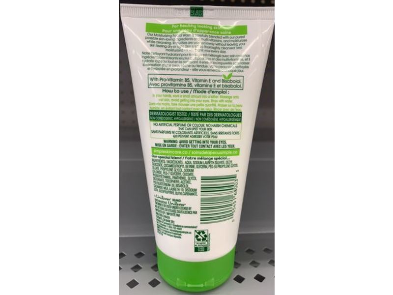 Simple Kind To Skin Moisturizing Facial Wash, Cleanses & Hydrates, 5.0 fl oz/148 mL