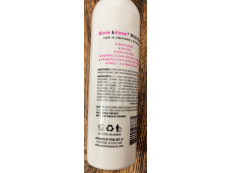 Nicole & Alyssa Wig Spray Leave-in Conditioner & Detangler, 8 fl oz/236 mL