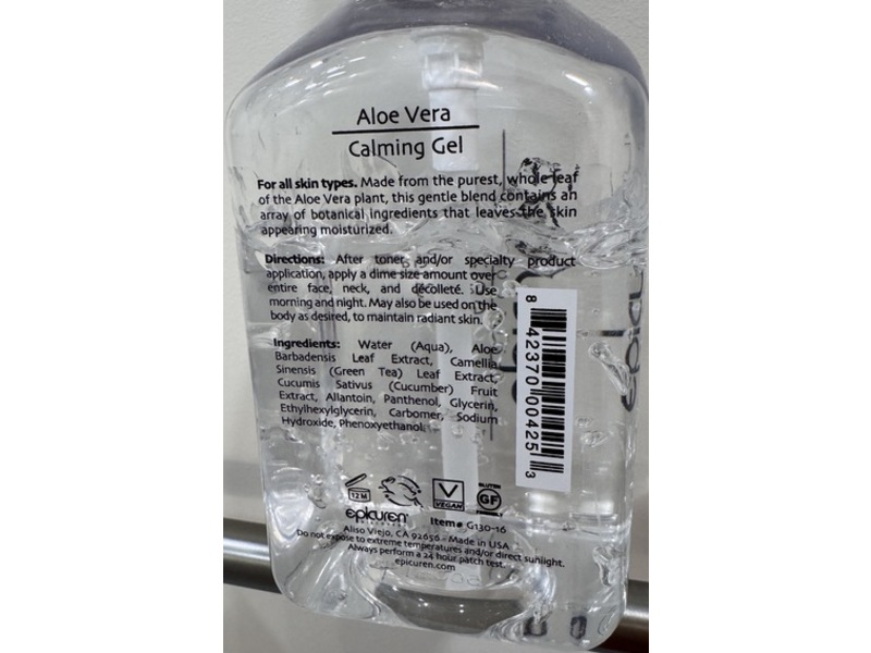 Epicuren Discovery Calming Gel, Aloe Vera, 16 fl oz/473 mL