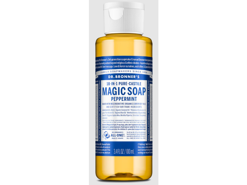 Dr. Bronner’s Magic Soap, Peppermint, 3.4 fl oz/100 mL