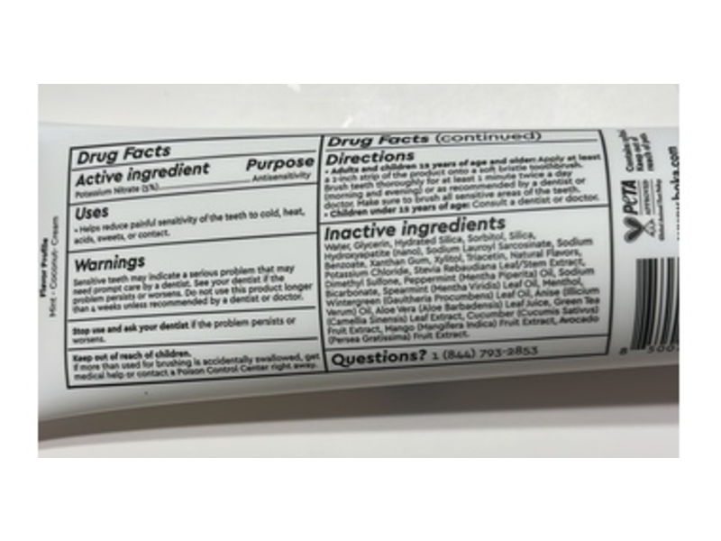 Boka Toothpaste, Mint Cream, 3.4 oz/96 g