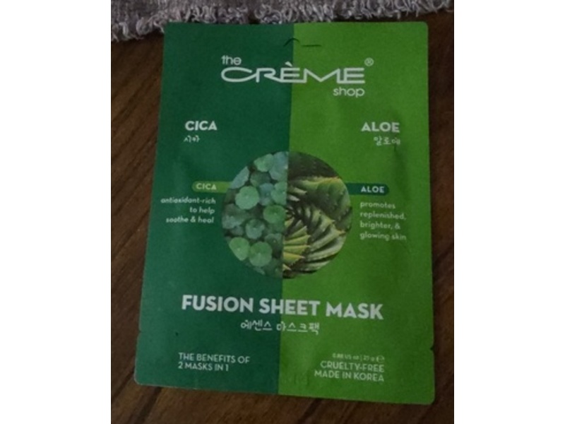 The Creme Shop Fusion Sheet Mask, Cica & Aloe, 0.88 fl oz/25 g
