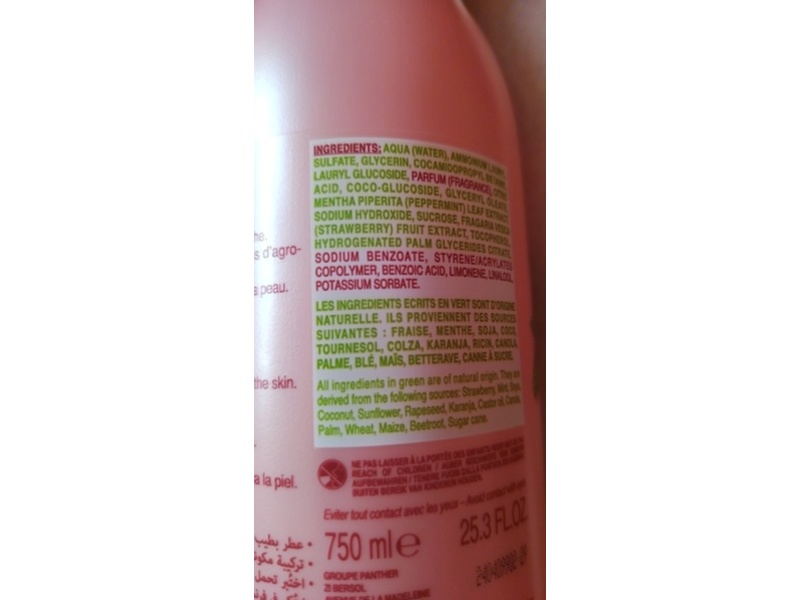 Cottage Fraise Menthe Moisturizing Shower Gel & Bath Milk, Strawberry & Mint, 25.3 fl oz/750 mL