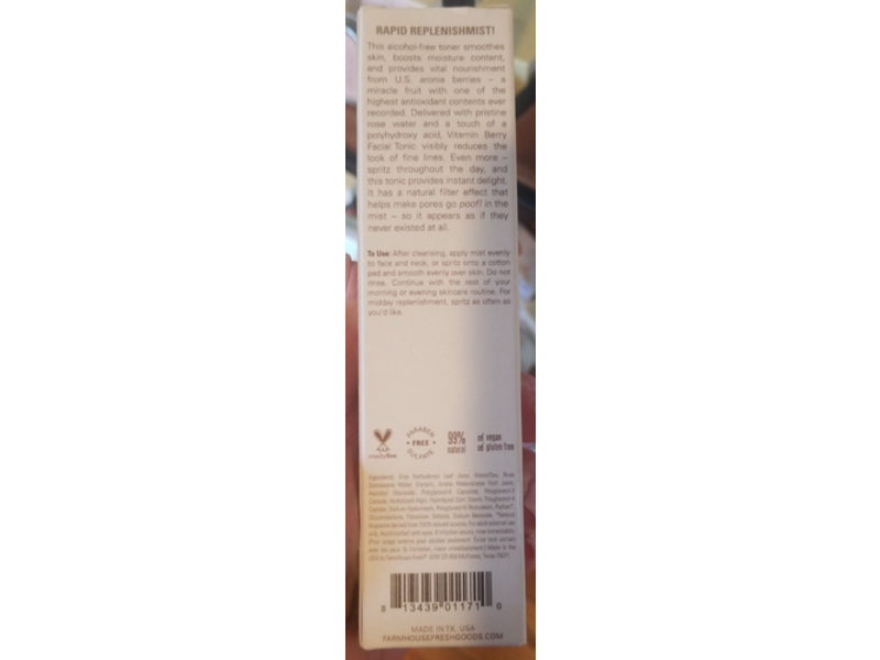 Farm House Fresh Facial Tonic, Vitamin Berry, 3.5 fl oz/103.5 mL