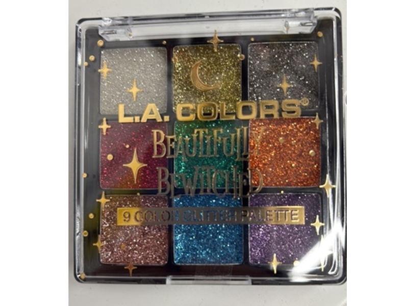 L.A. Colors 9 Color Glitter Eyeshadow Palette, Beautiful Bewitched, 0.22 oz/6.3 g